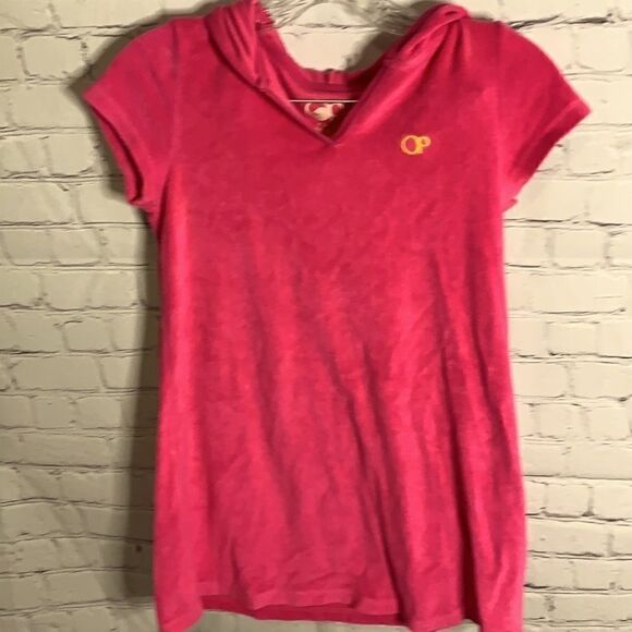 OP Pink Terrycloth Hooded Bathing Suit Cover Up L - Picture 1 of 4